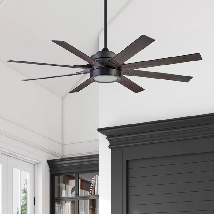 Ceiling Fans Xerxes Modern 62 Inch Ceiling Fan with Light, Remote Control Fan, LED Indoor Fan with 8 Blades, Matte Black and Ash Blade Finish Options, Matte Black (51473-01)