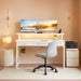 White Reversible Desk with LED Lights & Drawers