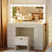 White Makeup Vanity With Illuminated Mirror Drawers