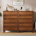 Walnut Dresser for Bedroom, 5 Drawer Dresser with Wood Legs, Tall Wood Dresser, Mid Century Modern Chest of Drawers, Large Storage Bedroom Furniture, Walnut