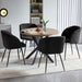 Accent Chairs Set of 2, Fuzzy Sherpa Dining Chairs with Barrel Back, Upholstered Faux Fur Armchairs with Black Metal Leg, Living Room Chairs (Black)