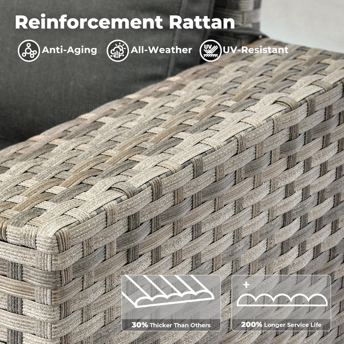 9 Pieces Patio Furniture Set, Outdoor Wicker Sectional Sofa with 2 Swivel Chairs Coffee Table, Modern Modular Deep Seat Rattan Couch Conversation Sets, Black