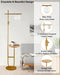 66IN Gold Dimmable Floor Lamps with Storage Table, Modern Standing Tall Lamp with Milky White Globe Lampshade, Cross-Shaped Lamp Head and U-Pole Base Style for Living Room/Bedroom/Office