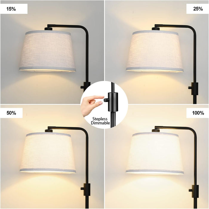 Black Dimmable Arc Floor Lamp TallStanding 1000Lumen