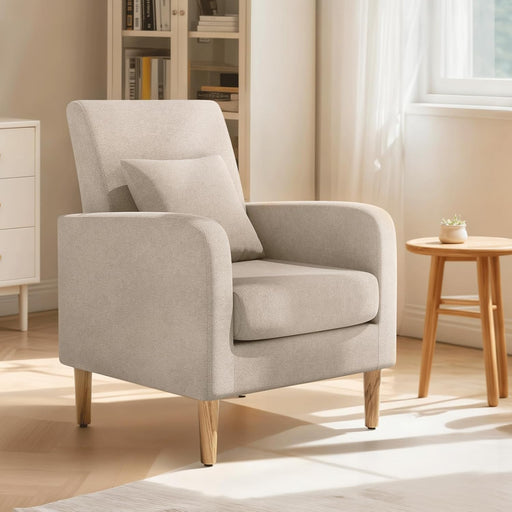 Beige Upholstered Contemporary Accent Chair With Legs