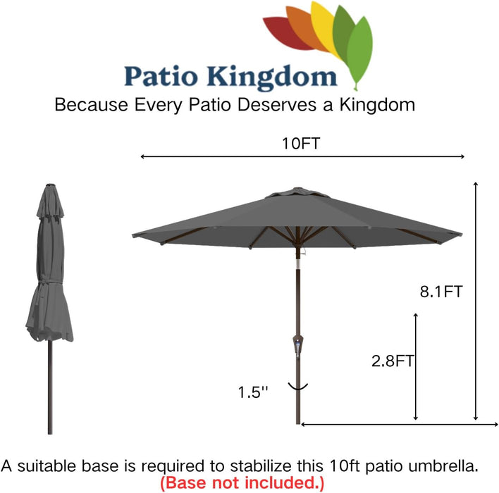 10FT Patio Umbrella Outdoor Market Umbrella with Crank and Tilt, 8 Flexible Fiberglass Ribs, Uv-Resistant Waterproof Canopy for Patio, Deck, Garden, Backyard, Gray