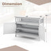 Sideboard Buffet Cabinet with 3 Storage Shelf, 45'' Farmhouse Kitchen Storage Cupboard Wood Coffee Bar Cabinet Buffet Table for Kitchen, Dining Room, Living Room & Entryway, White