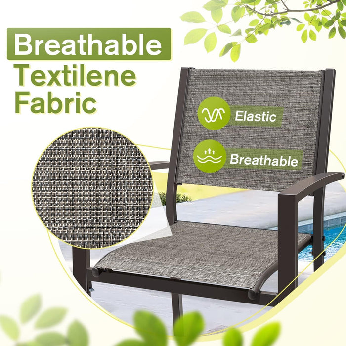 Patio Dining Set 7 Pieces Outdoor Furniture Table and 6 Textilene Chairs, Light Grey