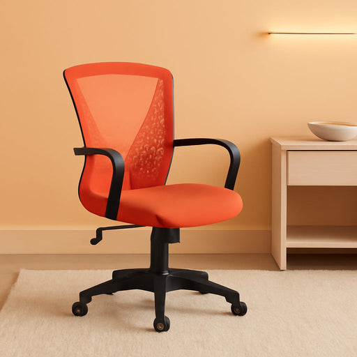 Ergonomic Orange Mesh Office Chair with Armrests