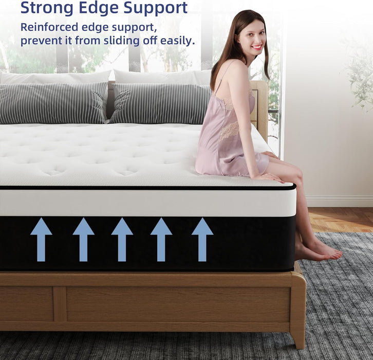 Full Mattress, 12 Inch Full Hybrid Mattress in a Box with Memory Foam, Medium Firm, Euro Top, Reinforced Edge Support, Pressure Relief & Motion Isolation, Certipur-Us Certified