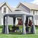 13' X 13' Patio Gazebo, Double Roof Hexagon Outdoor Gazebo Canopy Shelter with Netting & Curtains, Solid Steel Frame for Garden, Lawn, Backyard and Deck, Gray