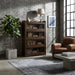 Solid Oak Wood Barrister Bookcase with Glass Doors, Mission-Style Tall Bookshelf for Home Office, Walnut