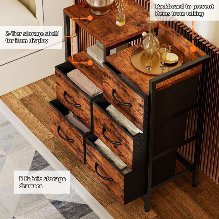 5 Drawer Rustic Brown Dresser With Metal Frame For Bedroom ShipItFurniture 5 Drawer Rustic Brown Dresser With Metal Frame For Bedroom ShipItFurniture