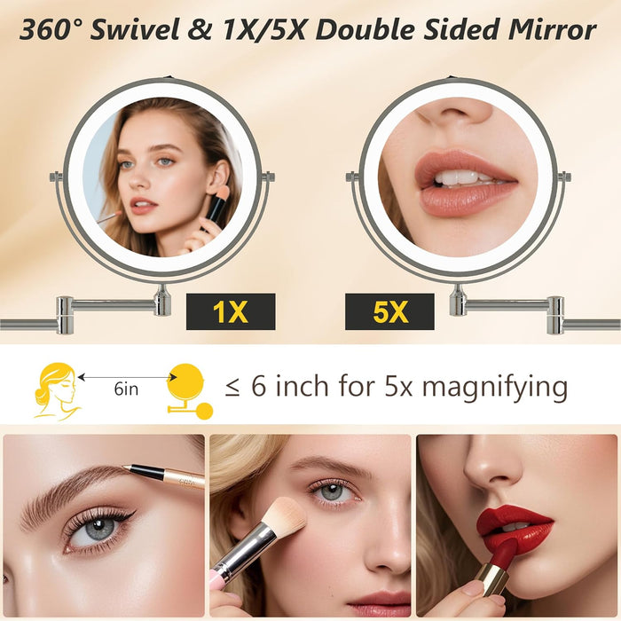 Vanity Desk With 5X MagnifyingMirror USBChargingPort