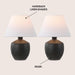 18" Black Modern Concrete Effect Table Lamp Set of 2, Scandinavian Bedside Lamps for Bedroom Living Room, White Linen Shade, LED Bulbs Included (JYL5606B-SET2)