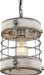 Retro Industrial Metal and Wood Chandelier 1-Light round Cage Pendant Light Fixture for Kitchen Island Foyer Hallway Bar Dining Room Restaurant, D 7.9" X H 8.7" (White)