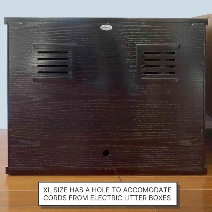 The Refined Litter Box - Wood Cat Litter Box Enclosure Cabinet with Drawer, Modern Style