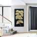 Large Gold Gingko Paintings Vertical Textured Wall Art, Gold and Black 3D Abstract Oil Painting on Canvas Wall Art Ready to Hang