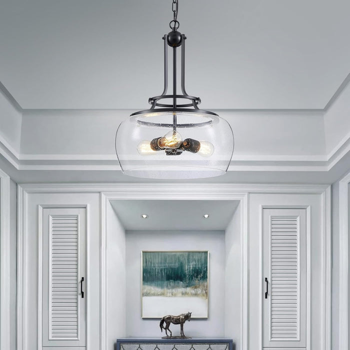 Black Rustic Farmhouse Pendant Light 20.9x15.9 Inches