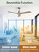 52 Inch Ceiling Fans No Light-Outdoor Ceiling Fan with Remote Control, Modern Wood Ceiling Fan without Light for Bedroom Indoor Patios Farmhouse,Reversible DC Motor,Brushed Nickel&Natural Wood