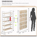 Extra Wide 5 Tiers No Assembly Book Shelves, 51.2" H Folding Bookshelf Bookcase Open Industrial Foldable Shelves for Bedroom, Living Room, Home Office - Natural White