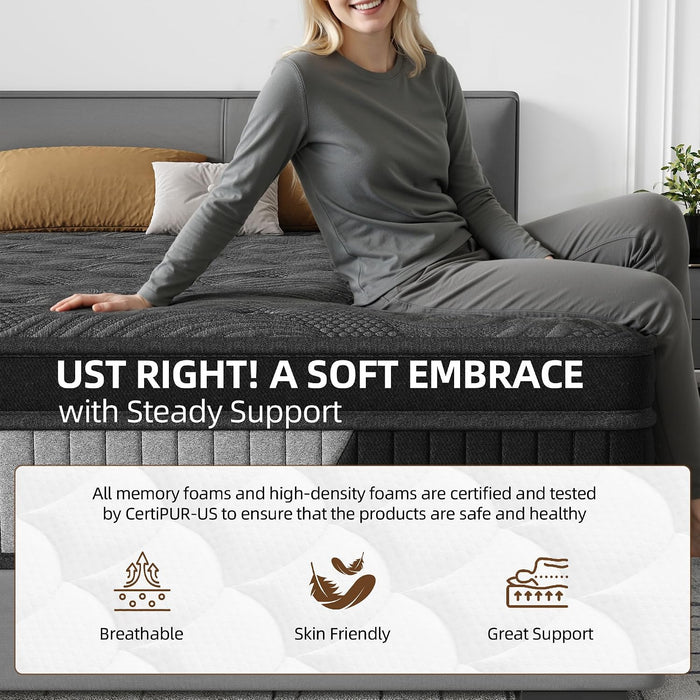 12 Inch Hybrid Mattress -Full Memory Foam & Individual Pocket Springs
