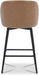 Counter Height Bar Stools Set of 3, 360° Swivel Upholstered Barstools with Backs and Metal Legs, 26" H Seat Height, Faux Leather in Saddle Brown