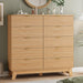 Fluted Dresser for Bedroom with 10 Drawers, 48" Wide Modern Chest of Drawers with Metal Handle, Wooden Dresser TV Stand, Wood Closet Clothes Storage Organizer for Living Room, Hallway, Natural Oak