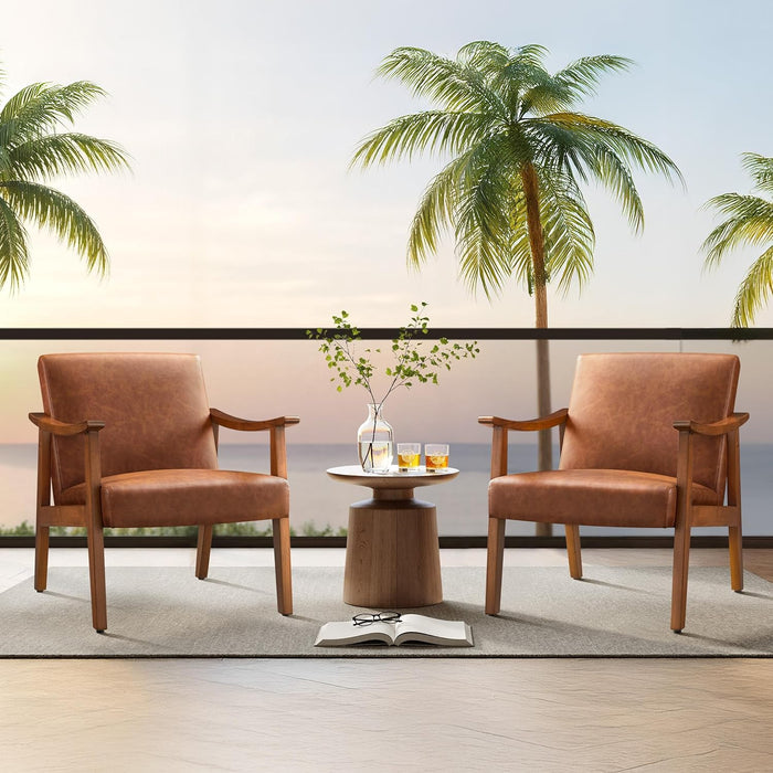 Lux PU Leather Contemporary Accent Chair LightBrown