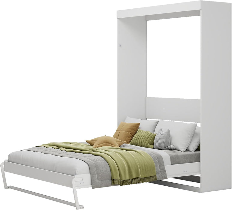65 Inch Queen White Murphy Bed FlexibleSlatSystemEnhanced
