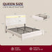 Queen Size Bed Frame with 2 Storage Drawers and Headboard Wooden Platform Bed Frame with LED Lights and Charging Station Easy Assembly/No Box Spring Needed/White