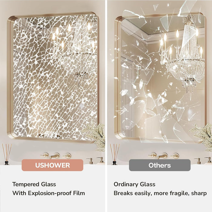 Gold Bathroom Mirrors for over Sink 22"X30" 2 Pack