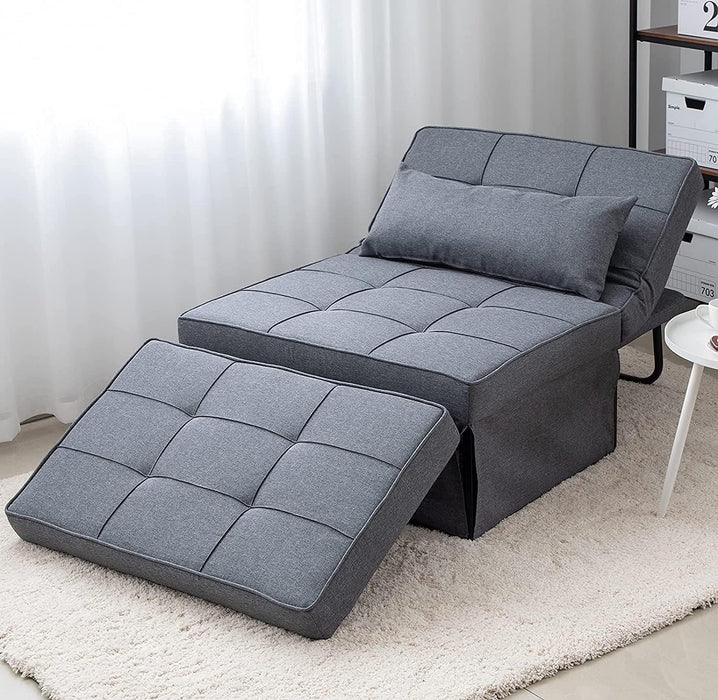 Light Grey Contemporary Convertible Sofa Bed Ottoman
