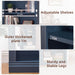 43" Blue Bookshelf, 3 Tier Farmhouse Small Wooden Book Shelf