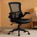 Kelista Mid-Back Swivel Office Chair with Adjustable Seat Height, Ergonomic Mesh Desk Chair with Leathersoft Seat, Black