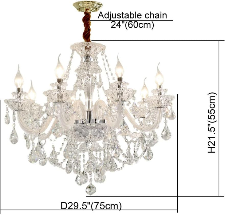 K9 Clear Crystal Chandelier 28InchDiameter 8Light Pendant