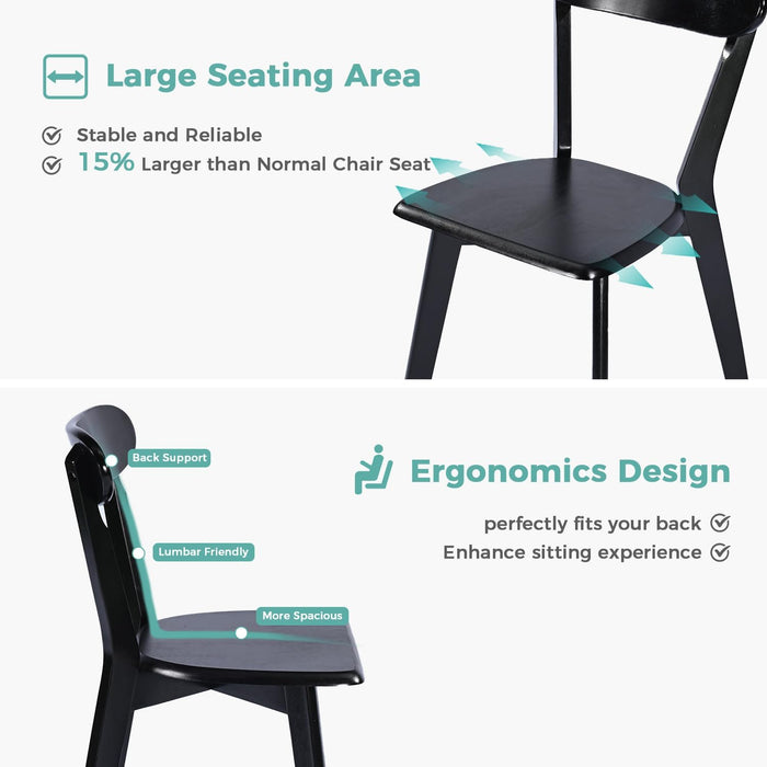 Solid Wood Dining Chairs Set of 6, Wooden Dining Room Chairs for Whole Family Use, Farmhouse Kitchen Chairs Set Suitable for Dining Room, Living Room, Black