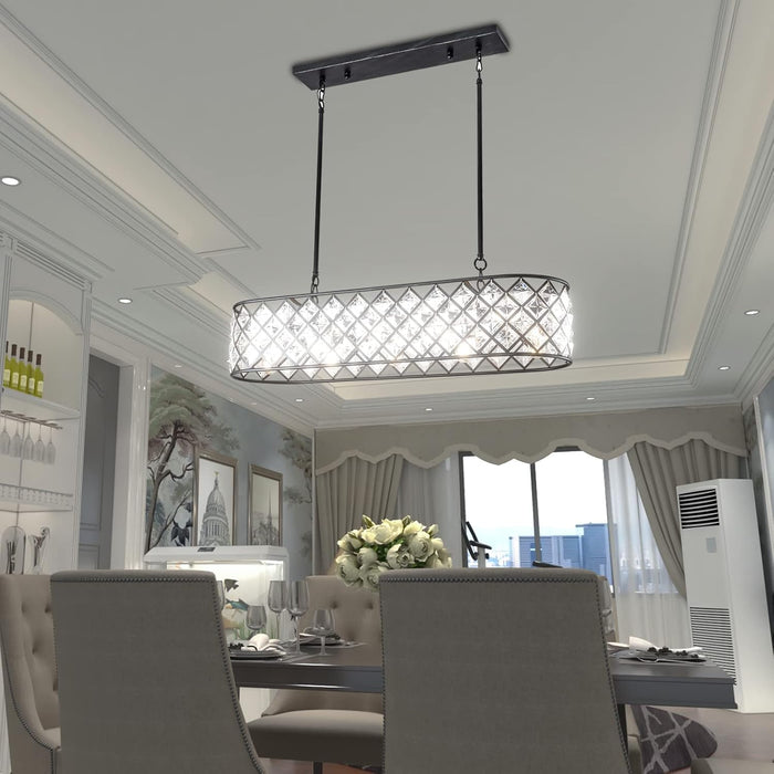 Antique Black FiftyFiveInch Beaded Crystal Chandelier