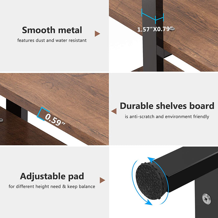 5-Tier Bookshelf, Vintage Industrial Style Bookcase 72 H X 12 W X 47L Inches