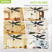 52 Inch 5 Blades Black Ceiling Fans with Lights,Flush Mount,6Cct, Low Profile Ceiling Fan with Light and Remote Control,Dc Motor,Ceiling Fan for Bedroom, Kitchen,Living Room,Indoor/Outdoor Use