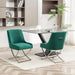 Kitchen Dining Chairs Set of 2,Accent Modern Upholstered Velevt,Contemporary Tufted Metal Chairs with X-Shaped Sliver Legs for Dining Room,Living Room, Reception Room(Dark Green)
