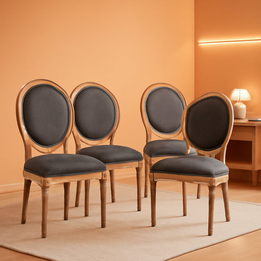 French Country Dining Chairs Set of 4, Farmhouse Dining Chairs, Wood round Back Dining Room Chair, for Dining Room/Living Room/Bedroom