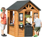 Backyard Discovery Sweetwater All Cedar Wooden Playhouse Light Brown Side Snack Window, Perfect Serving up Drinks and Treats