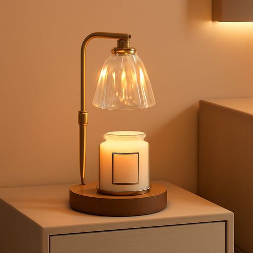 Candle Warmer Lamp with Timer, Dimmable Candle Lamp with Adjustable Height, Birthday Gifts for Women Mom, House Warming Gifts New Home, Candle Lamp Warmer for Jar Candles with 2 Bulbs - Wood