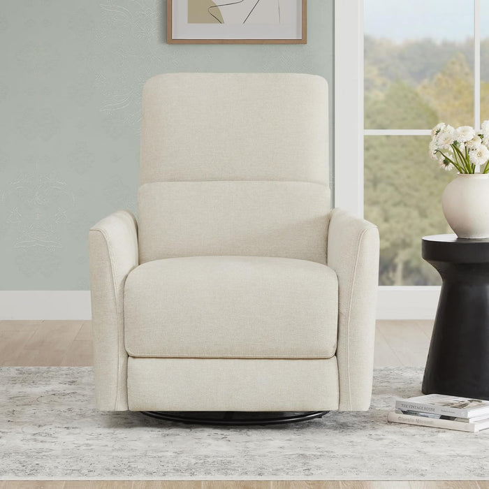 Power Recliner Chair Swivel Glider, FSC Certified Upholstered Living Room Nursery Reclining Sofa Chair with Lumbar Support, Linen