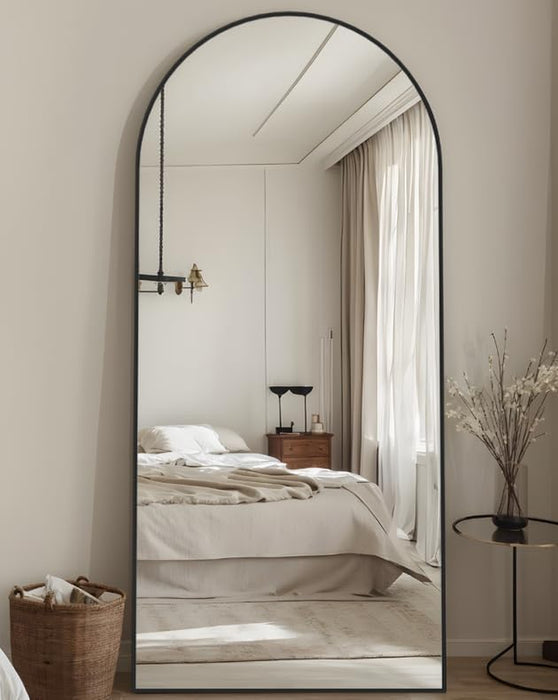 Full Length Mirror, Arched Floor Mirror Freestanding, Floor Standing Full Body Mirror with Stand for Bedroom, Hanging Mounted for Living Room Cloakroom