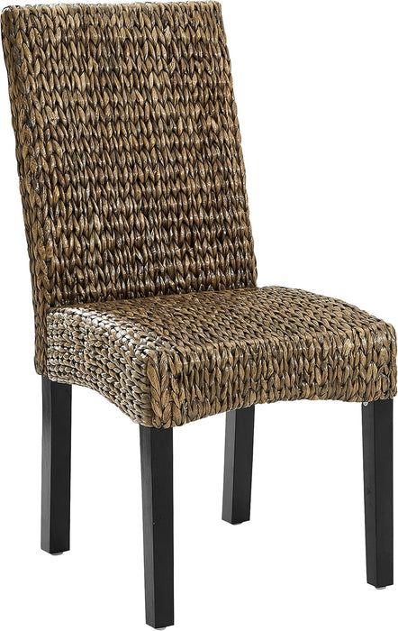 Edgewater Handwoven Natural Fiber Rattan Dining Chairs Set of 2, Seagrass