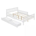 White Wood Frame Full Size Platform Bed with Guardrails on Both Sides and 2-Storage Drawers