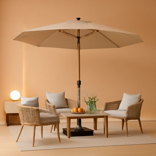 6.5' X 10' Patio Umbrella Outdoor Table Umbrella Aluminum Market Umbrella with Push Button Tilt & 8 Sturdy Ribs and Crank Rectangular Sun Umbrella for Pool Backyard Beach, Taupe