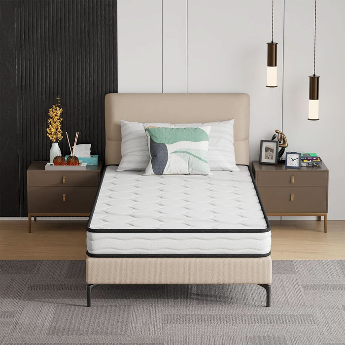 6 Inch Hybrid Mattress with Innerspring and Foam/Fiberglass Free/Medium Firm Spring Mattress/Twin Size Mattress in a Box/Certipur-Us Certified/Cool Sleep Pressure Relief